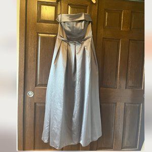 After Six - size 16, mocha, strapless satin pleated skirt, with bow belt